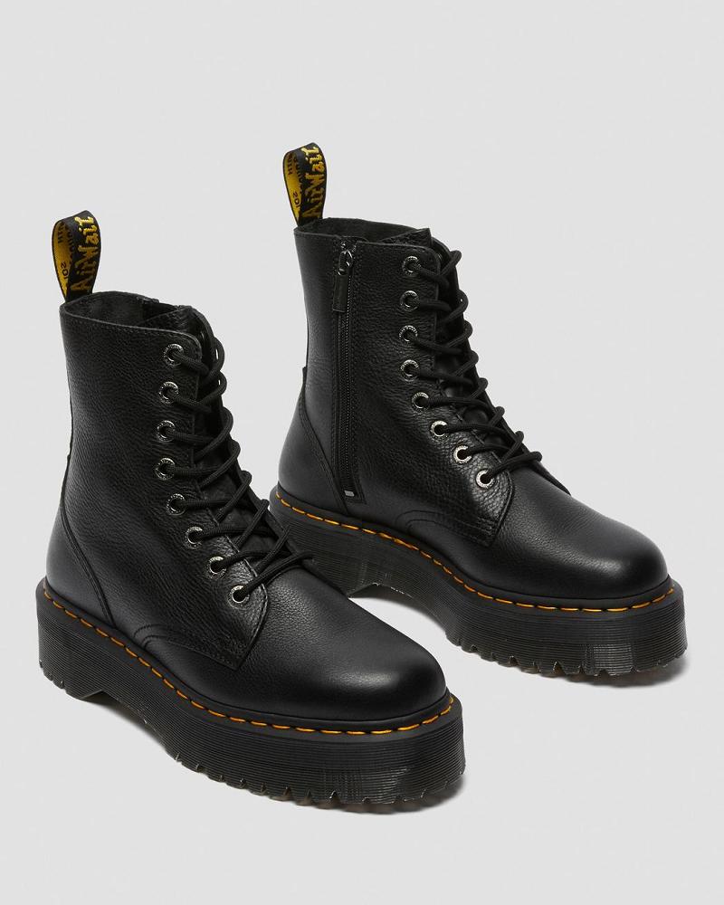 Men's Dr Martens Jadon Pisa Leather Platform Boots Black | AU 557WNB